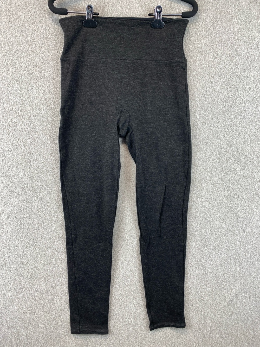 Spanx Seamless Leggings Womens Size M Heathered Black High Rise Compression Cozy